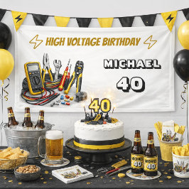 40歳になってもまだショッキングな電気工事士の誕生日パーティー 横断幕