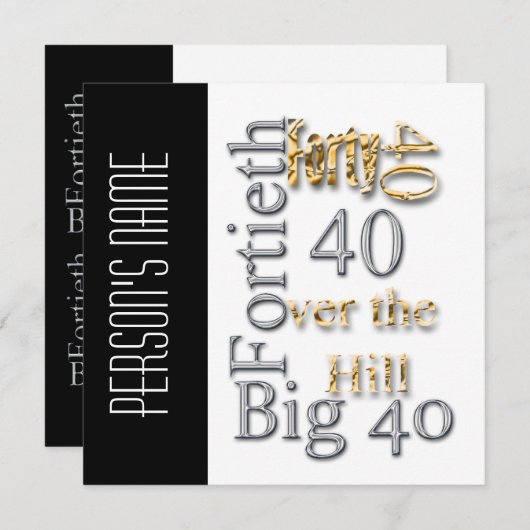 40歳のお祝い専攻のカスタマイズパーティー 招待状 (正面/裏面)