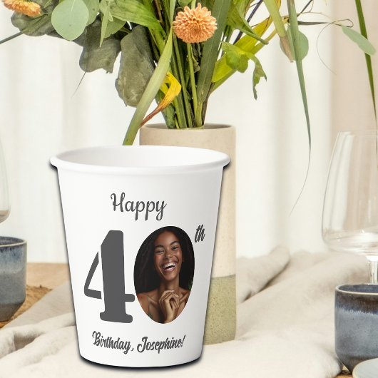 40歳のお誕生日おめでとうフォト 紙コップ