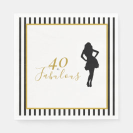 40歳のお誕生日おめでとう ブラックゴールド 誕生日パーティー ナプキン スタンダードランチョンナプキン