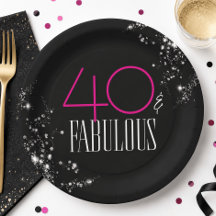 40歳のお誕生日おめでとう ブラック ピンク ゴージャス スパークル