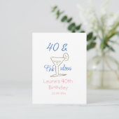 40歳のお誕生日おめでとう ブルー マティーニ 名前入り ポストカード (スタンド正面)