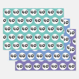 40歳のカラフル誕生日ラッピング紙 ラッピングペーパーシート