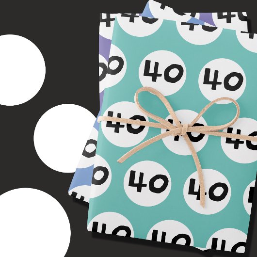 40歳のカラフル誕生日ラッピング紙 ラッピングペーパーシート