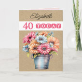 40歳のガーベラの花ピンクの誕生日 カード (正面)