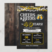 40歳のサプライズ・バックヤード・パーティー「乾杯とビールで40年」 招待状 (正面/裏面)