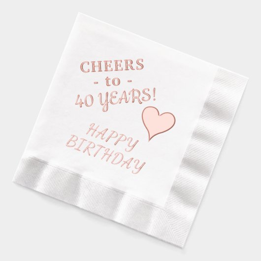 40歳のハッピーバースデー ハート 名前 どんな年齢でも 箔ナプキン (左)