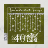 40歳のバタフライきらきら光る招待状 招待状 (正面/裏面)