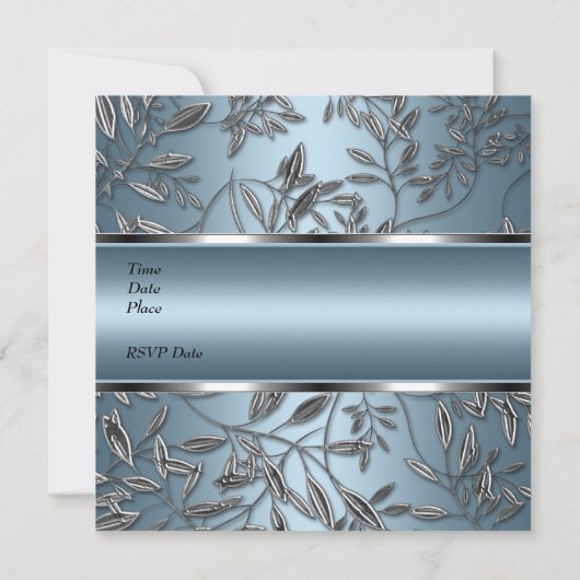 40歳のバースデーエレガントタブルーシルバーフローラ 招待状 (裏面)