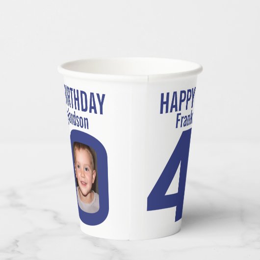 40歳のバースデーカスタムタの写真青い白 紙コップ (右)