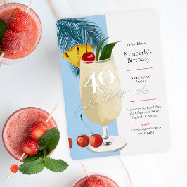 40歳のバースデーサマーブルーカクテルパーティー 箔招待状