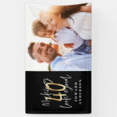 40歳のバースデーモダンタブラック&金ゴールド写真コラージュ 横断幕 (縦)