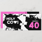 40歳のパーティの招待状-聖なる牛！ 招待状 (正面/裏面)