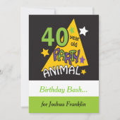 40歳のパーティー動物 – 40歳の誕生日 招待状 (正面)