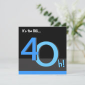 40歳のビッグフォー！誕生日パーティー招待状 - 青 招待状 (スタンド正面)