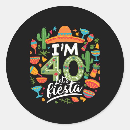 40歳のフィエスタ40歳の誕生日シンコ・デ・マヨビ ラウンドシール (正面)