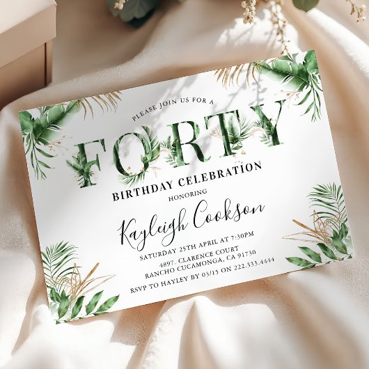 40歳の夏のトロピカルグリーンお誕生日パーティー 招待状