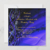 40歳の女性のための素敵なロイヤルブルーのゴールドヒール誕生日 招待状 (裏面)