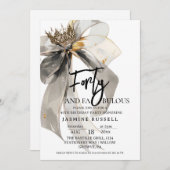 40歳の女性のための素晴らしい弓の誕生日パーティー 招待状 (正面/裏面)