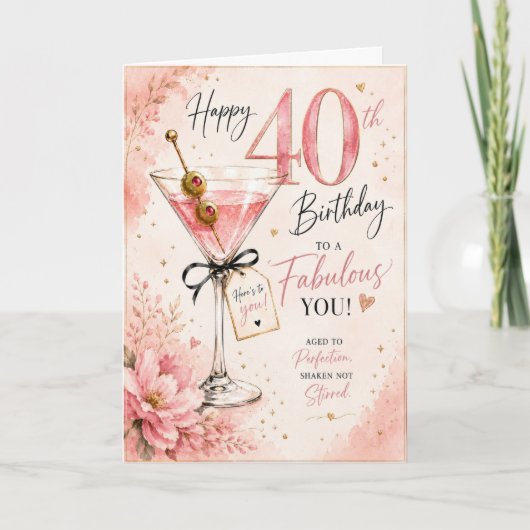 40歳の女性マティーニ誕生日 カード (正面)