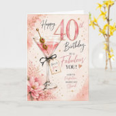 40歳の女性マティーニ誕生日 カード (黄色い花)