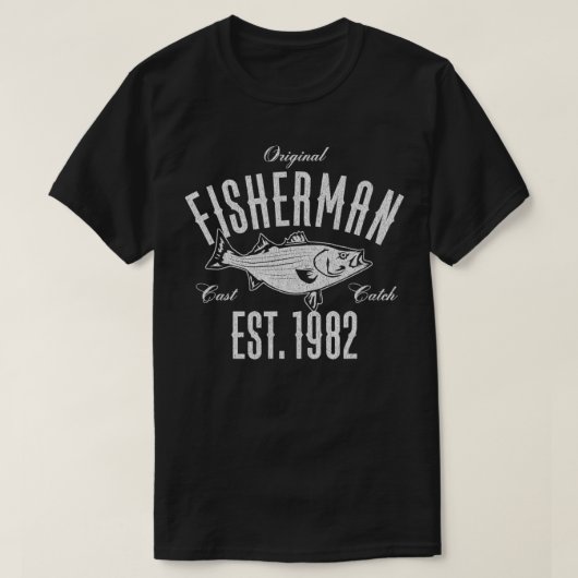 40歳の漁師魚釣り1982 40歳の誕生日 Tシャツ (デザイン正面)