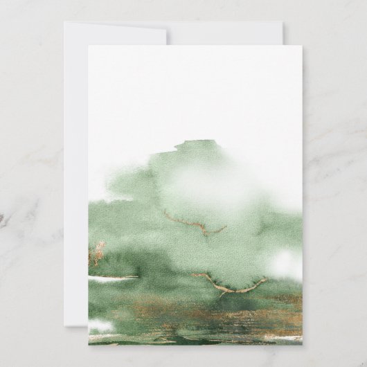 40歳の熱帯水彩緑40歳の誕生日 招待状 (裏面)