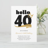 40歳の節目 誕生日 ブラック ゴールド クラウン 招待状 (スタンド正面)