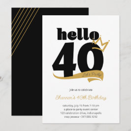 40歳の節目 誕生日 ブラック ゴールド クラウン 招待状