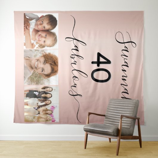 40歳の素敵なローズゴールドの写真名 タペストリー (インサイチュ(横))