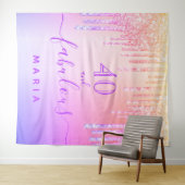 40歳の素敵な誕生日輝きゴールドパープル タペストリー (インサイチュ(横))