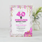 40歳の素晴らしい金ゴールドピンク40歳の誕生日 招待状 (スタンド正面)