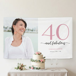 40歳の華麗なる誕生日お祝いに - フォーティー アンド ファビュラス ボールド フォト 横断幕
