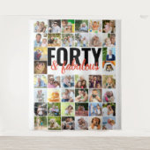 40歳の華麗なる誕生日写真コラージュ タペストリー (正面)