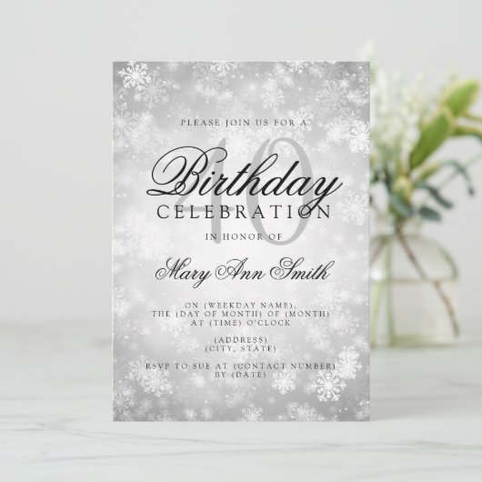 40歳の誕生エレガント日銀の冬の不思議の国 招待状 (スタンド正面)