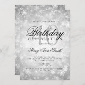 40歳の誕生エレガント日銀の冬の不思議の国 招待状 (正面/裏面)