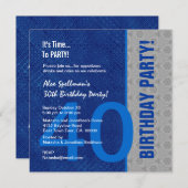 40歳の誕生モダン日青と銀S301 招待状 (正面/裏面)