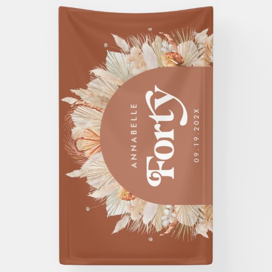 40歳の誕生モダン日 横断幕 (縦)