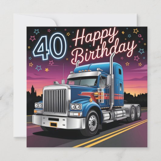 40歳の誕生日おめでとうイラスト カード (正面)