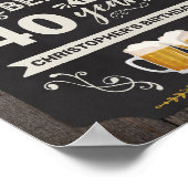 40歳の誕生日おめでとうサイン - Cheers & Beers ポスター (角)
