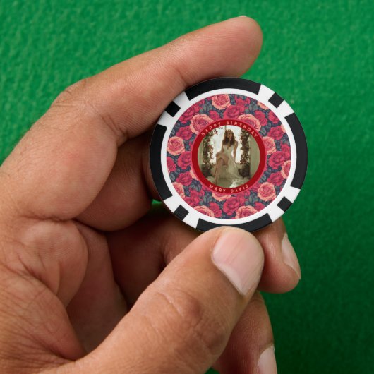 40歳の誕生日おめでとうバラの花 ポーカーチップ (手)