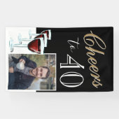 40歳の誕生日おめでとう エレガントな赤ワインの写真 横断幕 (横)