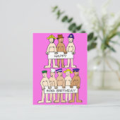 40歳の誕生日おめでとう カートゥーンマン バナー付き ポストカード (スタンド正面)