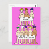 40歳の誕生日おめでとう カートゥーンマン バナー付き ポストカード (正面/裏面)