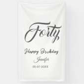 40歳の誕生日おめでとう グレーの手紙 横断幕 (縦)