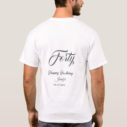 40歳の誕生日おめでとう グレーの手紙 Tシャツ (裏面)