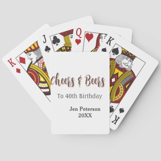 40歳の誕生日おめでとう グレー 名前入り 年齢 シンプルデザイン トランプ (裏面)