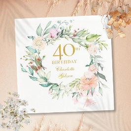 40歳の誕生日おめでとう スイートサマー ローズ ガーランド スタンダードカクテルナプキン