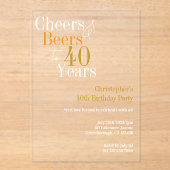 40歳の誕生日おめでとう チアとビールパーティー アクリル招待状 (正面)