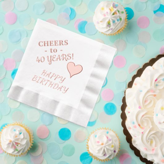40歳の誕生日おめでとう ハート 名前 何歳でも 箔ナプキン (インサイチュ (パーティー))